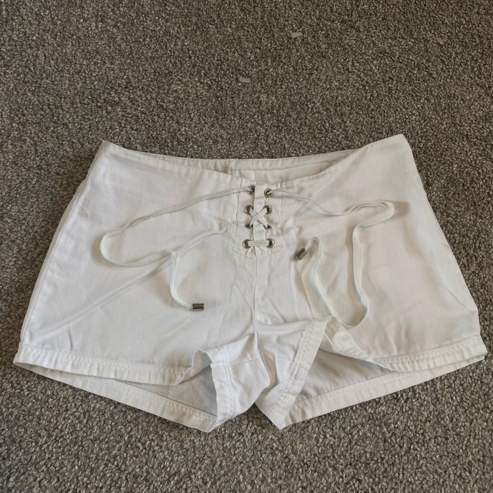 White Lace-Up Women's Shorts